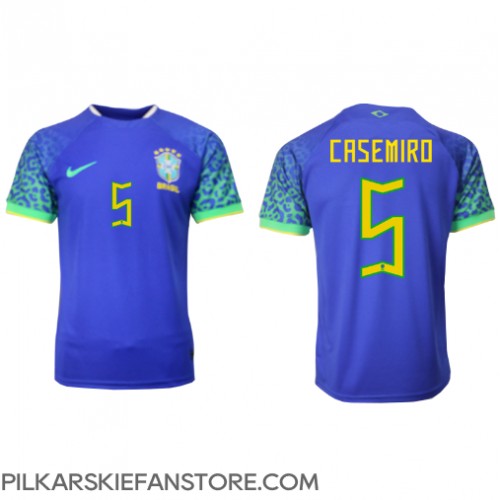 Tanie Strój piłkarski Brazylia Casemiro #5 Koszulka Wyjazdowej MŚ 2022 Krótkie Rękawy